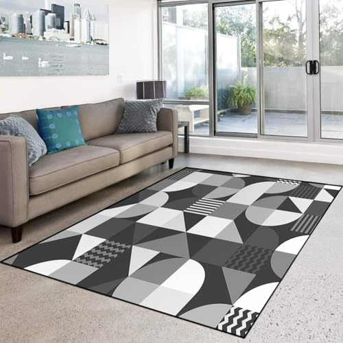 HOSIMA Weiche Bodenmatte, Lila Geometrischer Druck Schlafzimmer, rutschfeste, flauschige, waschbar