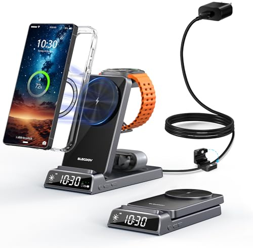 Cargador Inalámbrico para Samsung, Magnético Estación de Carga mag Safe 3 en 1 para Samsung Galaxy Z Fold/Flip 7/S26 Ultra/S25, Cargador Plegable para Galaxy Watch Ultra/8/7/6, Galaxy Buds 4/4 Pro | Mag Estación de carga segura para Samsung Galaxy Z Fold/Flip 8/S26 Ultra/S25 Ultra, Galaxy Watch Ultra/8/7/6