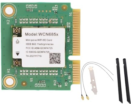 Lazmin112 Tarjeta Pcie WiFi 6, Velocidad De hasta 2882 Mbps, Adaptador De Red Inalámbrica para 11, 10, Ofdma, Mu-Mimo, Antenas Duales De 8 Dbi, Triple Banda (2,4 GHz/5 GHz/6 GHz)