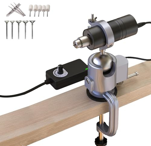 Mini tornio per lucidatura perline in legno, tornio per fresatura perline da banco con supporto dedicato, velocità regolabile da 0 a 40000 giri/min, gamma 1,2-2,2 mm