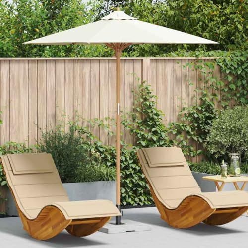 Holamys Parasol de jardin blanc crème - Diamètre : 270 x 260 cm - Cadre en bambou - Résistant aux UV - Imperméable - Idéal pour terrasse, balcon, jardin
