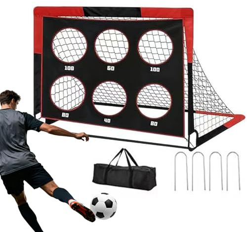 Porte da Calcio per Giardino - Set Attrezzatura Bersaglio Con Design Moderno | 122 cm Larghezza x 91 cm Altezza Porte da Calcio Rettangolari Piegevoli e Portatili,Per Sport E Giochi Con Palla In Campo