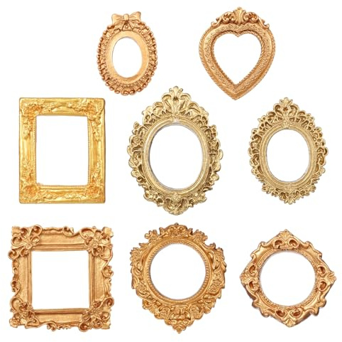 salbsever 8 piezas pequeños marcos de fotos mini, mini marcos de fotos vintage en miniatura, marcos de fotos retro, pequeños en relieve, joyas para decoración de pared, accesorios de fotos DIY