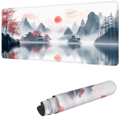Gaming Mouse Pad XXL 62.9x31.5 inch, Large Mouse Mat Japan Extended Desk Mat, Keyboard Mousepad Landscape, with Stitched Edge Mousepad, Perfect for Gaming & Office Accessories, Gifts for Women H-4680