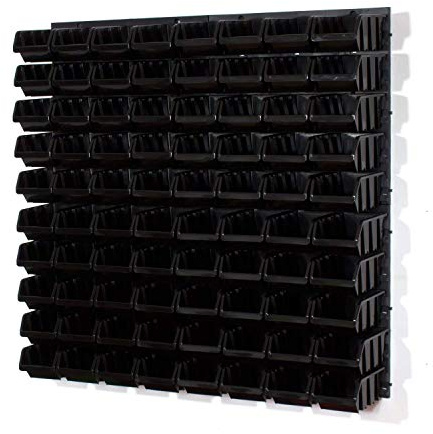 80 Box Wandregal Lagerregal Werkzeugwand Stapelboxen Wandplatten schwarz POP Serie Gr.2 + Organizer