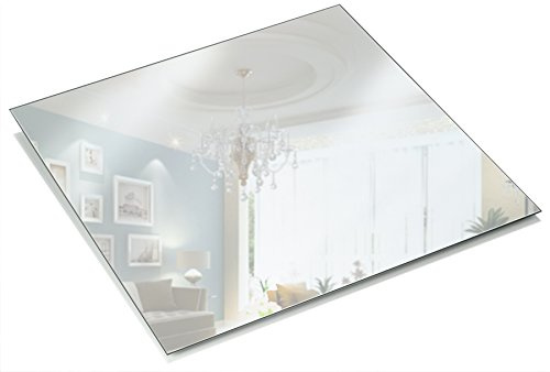 Light In The Dark 12 Inch Square Mirror Plate, Set of 12-1.5mm Thick Glass Plate Mirror Tiles - Wedding Centerpiece Table Decorations, Home Accent Wall Decor - PARNOO