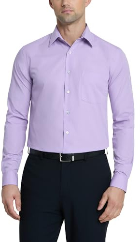 Van Heusen Men's Dress Shirt Regular Fit Poplin Solid, Lavender, 16 Neck 34-35 Sleeve
