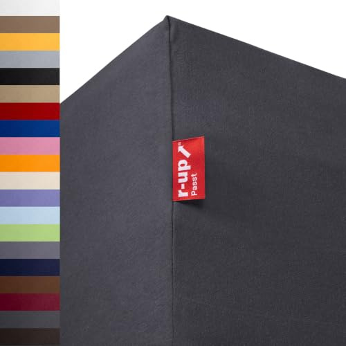 r-up Passt Spannbettaken 180x200-200x220 anthrazitgrau | 100% Baumwolle, 130g/m² Tuchgewicht, bis 35cm Höhe, viele Farben, OEKO-TEX, stressfrei auch für hohe Matratzen