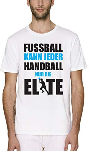clothinx Herren T-Shirt Bio und Fair Fussball Kann Jeder Handball Nur Die Elite Weiß Gr. S