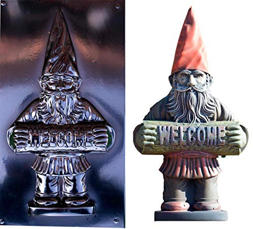 SvitMolds Betonex Form Gartenzwerg Welcome-Guss Betondeko Garten Leprechaun Zement D36, ABS-Kunststoff, 540 x 280 x 50 mm, Grau, Garten-Figur, Mythische Kreaturen