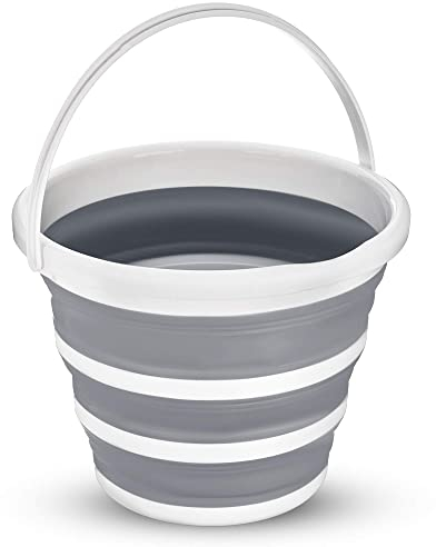 LIVIVO Collapsible Bucket – 10L Foldable Silicone Water Bucket with Handle – Compact, Portable, Space-Saving for Cleaning, Car Washing, Camping, Gardening, and Outdoor Use