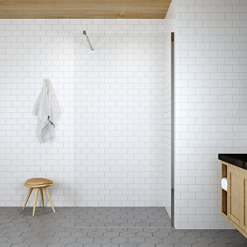 Walk in Duschglas 120x200 cm Duschwand Glas für Begehbare Dusche mit Handtuchhalter Duschablage Duschregal Badregal ESG Sicherheitsglas 8 mm klar NANO beschichtet Stabilisator Edelstahl Chromoptik