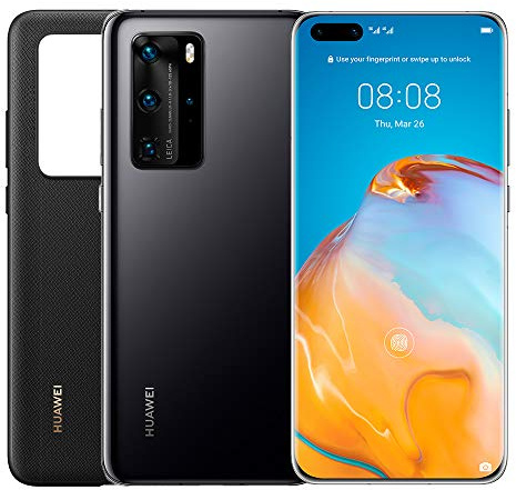 HUAWEI P40 Pro 256GB 6.58 Inch Smartphone Bundle con PU Case Kirin 990 5G, 50MP Ultra Vision Leica Quad Camera, 8GB RAM, 40W SuperCharge, IP68, Telefono cellulare Android senza SIM, Dual SIM, Nero