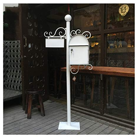 KONGY Boites Aux Lettres, Verrouillable Imperméabiliser Boîte Aux Lettres Verticale Loft Vintage Style Métal Letterbox Boites Aux Lettres sur Pied (Couleur : Blanc)