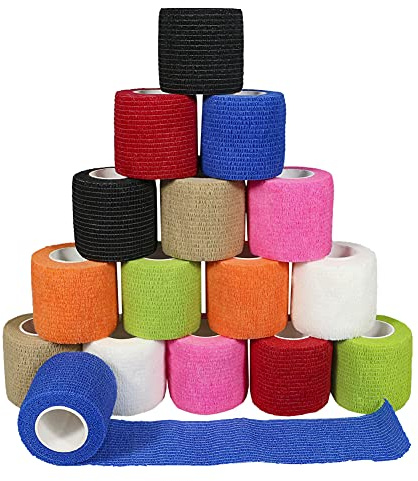 Nutoko 16 Rotoli Benda Elastica Coesiva Benda Autoadesiva Bendaggio Coesivo Animali Bendaggio Medico Bendaggio Tape Sportivo Forniture Mediche di Pronto Soccorso Sportivo 8 Colori 5cm x 4.5m