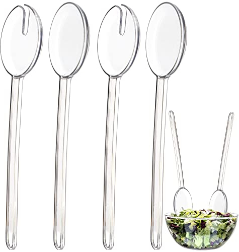 Youngever 4 Pieces 30CM Re-usable Plastic Salad Servers, Salad Fork and Spoon Sets, Set of 4