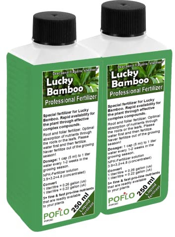 POFLO Concime Lucky Bamboo Lucky Bamboo, linea professionale di fertilizzante completo HIGH-TECH NPK speciale per la concimazione del bambù Dracaena sanderiana (500ml)