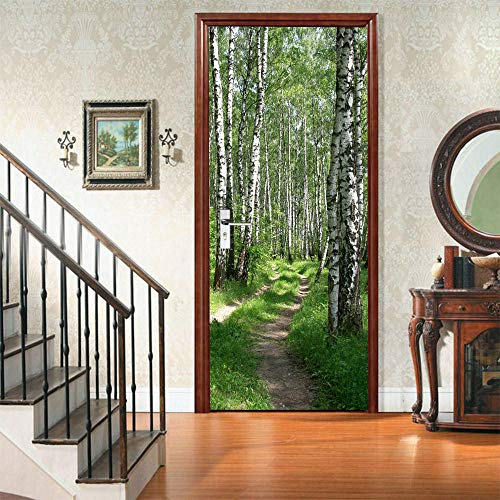 VIRANDA Türtapete Selbstklebend TürPoster - Wald - 3D Türaufkleber Wasserfest Türfolie für Schlafzimmer Gang Tür verschönern deko 77x200cm