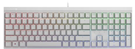 CHERRY MX 2.0S, Mechanische Gaming-Tastatur mit RGB-Beleuchtung, EU-Layout (QWERTY), Kabelgebunden, Designed in Germany, MX BROWN Switches, Weiß