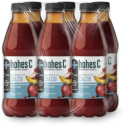 Hohes C Zumo Nutribebida con Calcio 100% Natural - 6 x 1L | Nutribebida con Calcio, Vitaminas C y D. Zumo de Manzana, Aronia y Plátano. Huesos Fuertes - Vegano
