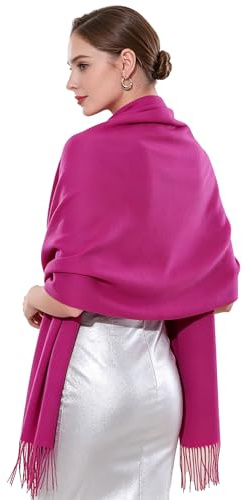 SWAT PANY Écharpe pour femme Pashmina Châles et écharpes pour mariage Écharpe d'hiver chaude, Rose fuchsia, L