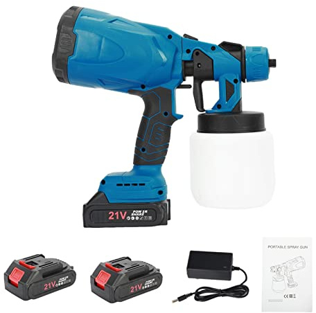 HshDUti Cordless Paint Sprayers for Home Interior and Exterior,600W High Power Paint Sprayers,3 Spray Patterns HVLP Paint Sprayer Gun for Fence, Walls, Ceilings, Home Painting(2×2000mAh Battery)