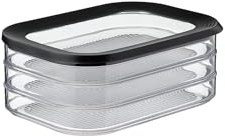 Mepal Aufschnittdose Modula 3-lagig Nordic Black – 1650 ml Aufschnittbox für den Kühlschrank – zur Aufbewahrung von Wurst und Fleischwaren – 3 separate Aufbewahrungsbehälter – spülmaschinenfest