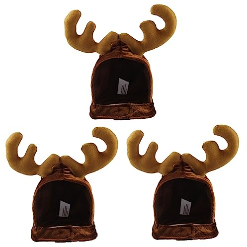 BESPORTBLE 3stücke Weihnachtliche Haustiermütze Mit Geweih-Design Kaffee-Farbe Für Hunde Und Katzen Perfektes Accessoire Für Weihnachtsfeiern Und Fotoshootings