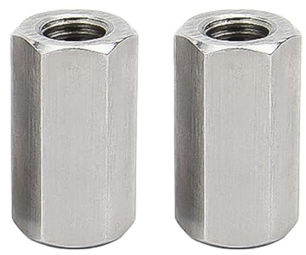 304 Stainless Steel Hex Coupling Nut M12 x 1.75-Pitch x 50mm Metric Screw Rod Coupling Nut, 2 Pack