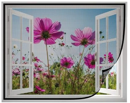 Finestra zanzariera, zanzariera 80x110 cm rete in fibra di vetro Facile installazione Impedisce l'ingresso di insetti/mosche/zanzare nella stanza, nera