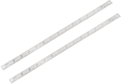 sourcing map Center Finding Ruler 65mm-0-65mm Table Sticky Adhesive Tape Measure, Aluminum Track Ruler with Holes(from the Middle) 2pcs