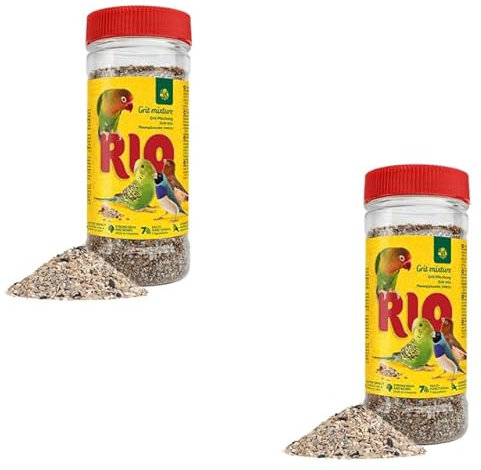 RIO Grit-Mischung | Doppelpack | 2 x 520 g | Mineralfuttermittel für Vögel | Zur Unterstützung der Verdauung | Enthält wichtige Mineralstoffe wie Kalzium, Phosphor und Natrium