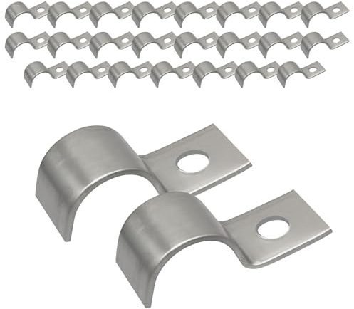 XQMMGO 25 Stück 16mm Rohrschellen, Edelstahl 304 Befestigungsschelle U-förmige Rohrschellen, Kabelschellen, Bügelschelle, Unterputz Installation (Ø 16 mm)