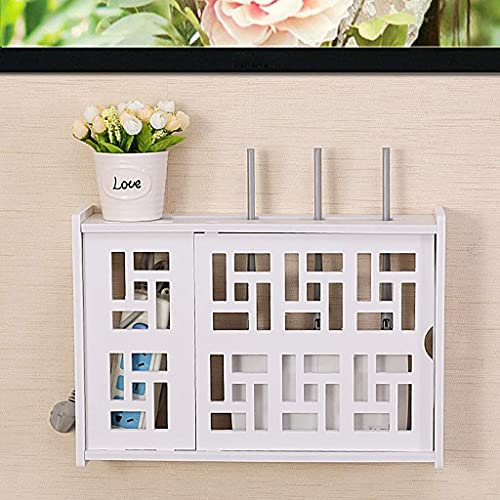 FGDIUCVN Floating Shelves Solid Wood Partition/Wallmounted Tv Cabinet/WiFi Router Rack/Storage Rack for Tv Components/Media Console/Cable Box/Router/Remote/DVD Player/Game Console/Tv Shelf/Living ro,