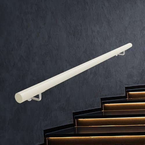 DMCHENGMA Main Courante Blanche pour escaliers, Balustrade Murale en Bois Massif antidérapante, Rampe d'escalier, tiges de Support de Couloir pour marches intérieures et extérieures(50cm)