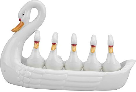Cabilock Essstäbchenhalter Aus Keramik Schwan Design Mit Tablett Küchengeschirr Satz Zum Aufbewahren Von Besteck Spülmaschinenfest Weiß