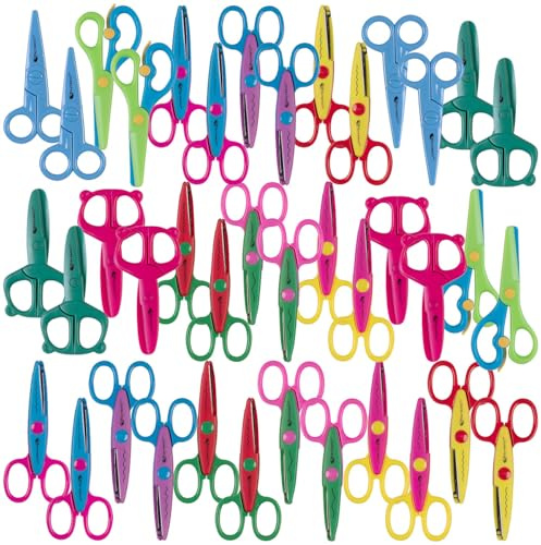 Playtastic Kinderschere: 40-teiliges Bastelscheren-Set für Kinder, abgerundete Klingen (Bastelscherenset, Schülerschere-Bastelschere)
