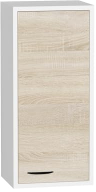 MARAND Hängeschrank Badezimmer Regal mit Regalböden Hochschrank Wandmontage 74 cm - Moderne Badezimmer möbel mit Türen - Sonoma Eiche