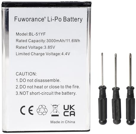 Fuworance 3000 mAh 3,85 V BL-51YF Akku, kompatibel mit LG G4 H540T H631 H634 H740 H810 H811 H815T H8185K H818T H819 K600Y LGLS770ABB LS770 LS99 91 MS6 3 P1s VS986 VS999 X Mach X190 Stylus Note Pro
