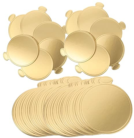 Cabilock Plateaux à Gâteaux Supports Jetables Robustes et Faciles à Utiliser Lot de 100 en Papier Doré pour Gâteaux et Fêtes de Vacances