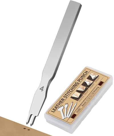 FOUSNOW Locher aus Leder, Locher mit 2 Spitzen, 4 mm Meißelspitzen-Stanzwerkzeug, Lederarbeitswerkzeuge für Stanzarbeiten