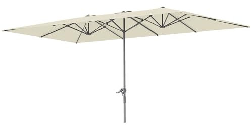 Outsunny Ombrellone Doppio Con Manovella 451 x 264 cm - Protezione UV 50+, da Giardino Antivento, da Balcone e Mercato in Alluminio Con Protezione Solare