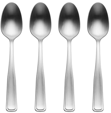 Oneida Reid Teaspoons Silverware Set for 4, Flatware | Satin finish, dishwasher safe | 6.3 inch length | cutlery set for kitchen and dining, utensil set, kitchen gifts for women