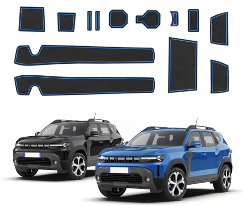 ECOZEN Rubber Mats, Non-Slip Mats for Dacia Duster 3 2024/2025, Waterproof, Non-Slip Mat, Dacia Duster III Accessories, Rubber Mat for Centre Console, Cup Holder, Storage Boxes, Door Seam (Blue)