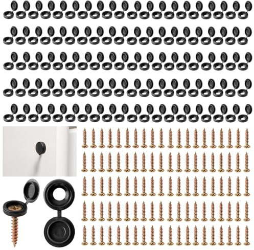 100 Set Di Viti Coperture a Scatto in Plastica, Viti in Acciaio Inossidabile M4 Con Guarnizione in Gomma, Accessori Impermeabili E Antipolvere per Mobili, Supporti a Parete, Riparazioni E Uso Esterno