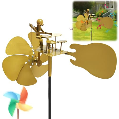SANLIUSANJIU Molino de viento de percusión para jardín, hecho a mano, para exteriores, patio, jardín, carillón de viento, escultura de percusión, decoración