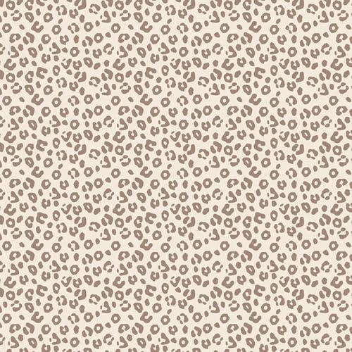 Premium Baumwollstoff Popeline Meterware – Kindermotive – Babymotive - Öko-Tex Standard 100 Klasse 1 – 100% Baumwolle – Ideal für Babys und Kinder – Ab 50 cm (Leopardenmuster, beige)