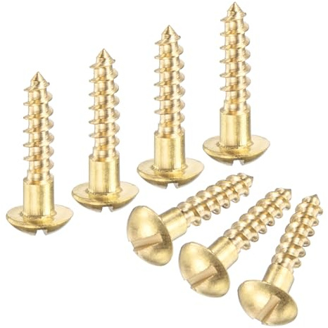 M METERXITY 50-Pack Wood Screws, M3.5 x 18mm Brass Slotted Round Head Self-Tapping Screw Indoor Fasteners for Woodworking/Furniture Repair/Industry/Gardening/DIY Crafts Decorative Screws