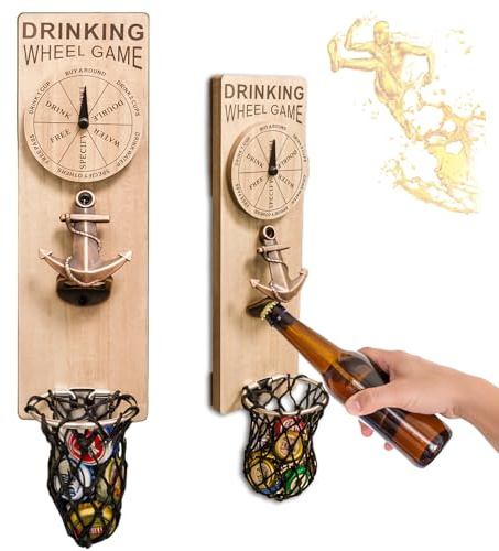 Bieröffner Wand mit Kronkorken Sammler, Magnetischer Flaschenöffner Wand, Wandflaschenöffner mit Auffangbehälter, Bier Geschenke für Männer, Papa, Ehemann, Bar Zubehör für Hause, Freien (Stil 10)