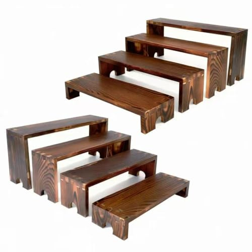 8Pcs Wooden Display Stand,Tiered Display Stand, Stackable Riser Display | Cupcake Stand, Display Risers,Multifunctional Wooden Shelf for Perfume,Cosmetics, Jewelry, Collections and Party Desserts